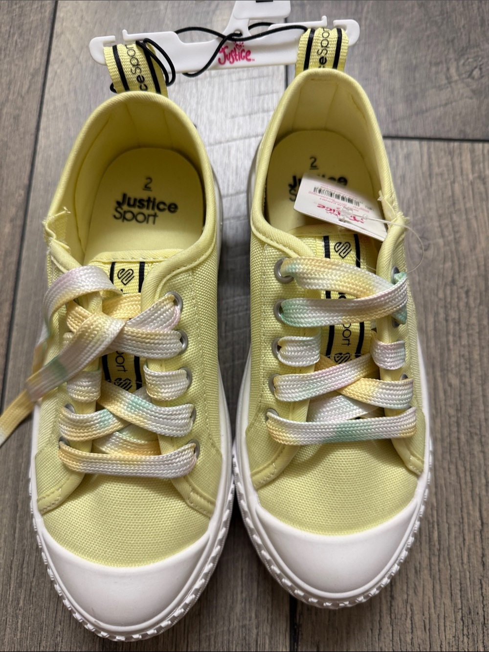 Justice Yellow Canvas Kids Sneakers with Iridescent Laces